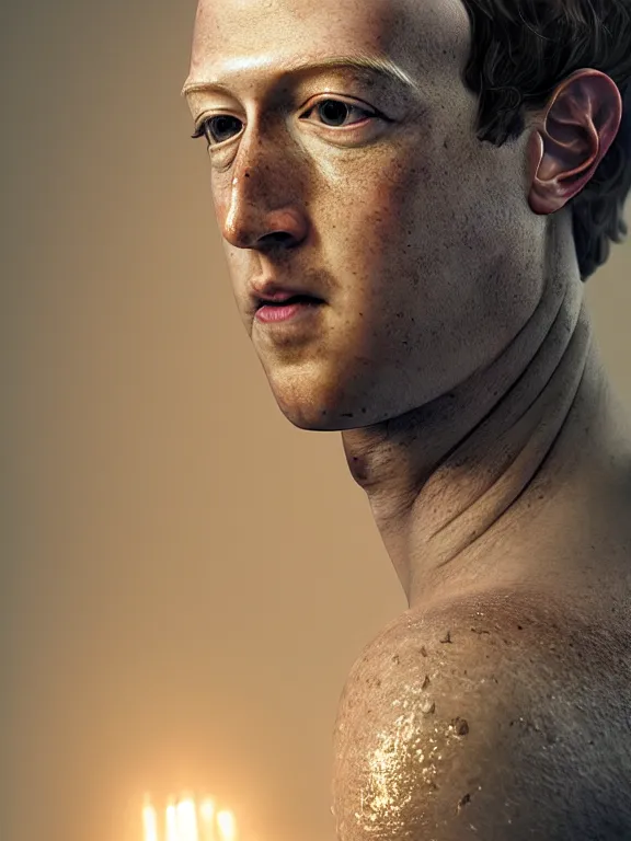 Image similar to portrait of a mark zuckerberg, skin peeling away to reveal reptile skin, art by ryo shiotani and greg rutkowski, intricate, beautiful, cinematic lighting, vintage art by serge ivanoff, high resolution, very detailed