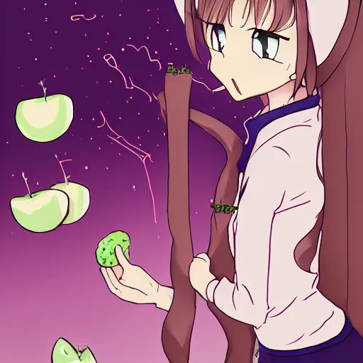 Image similar to an anime catgirl refusing to eat her broccoli, by kawacy