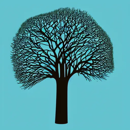 Image similar to simple tree fractal, cyan and teal