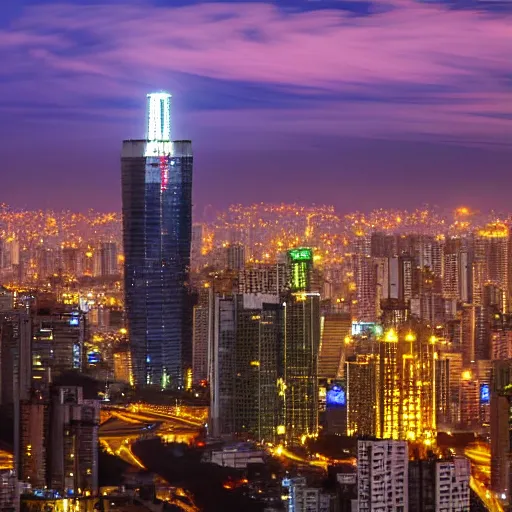 Prompt: sao paulo city with the biggest tower in the americas, very detailed, realistic, cinematic, dynamic light