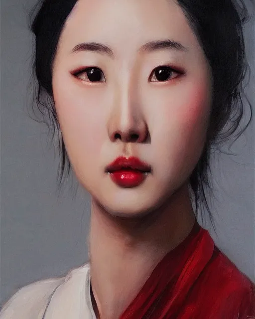 Image similar to liuyifei the face of an oriental woman left face is a mechanical structure the eyes glow, artstation