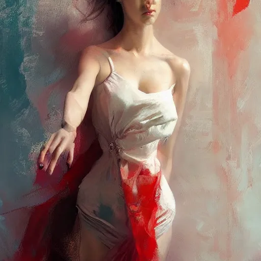 Prompt: beautiful figure, woman, beautiful clothes, clothed, art by greg ruthowski, ruan jia, wlop