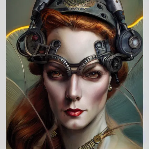 Prompt: a dieselpunk portrait in the style of anna dittmann and donato giancola and charles dulac.
