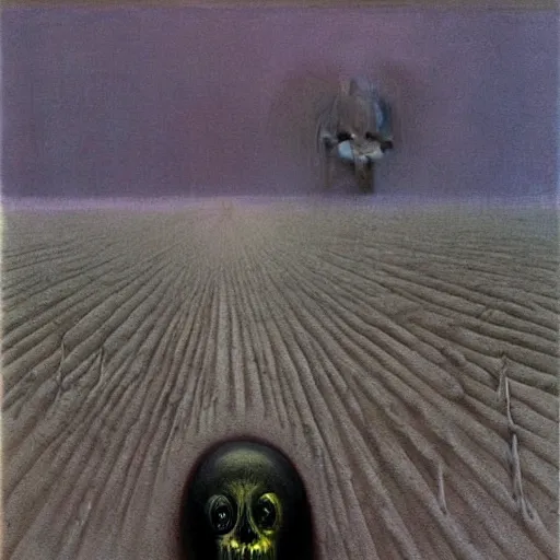 Image similar to the scream in the style of zdzislaw beksinski, gothic, surrealism, cosmic horror