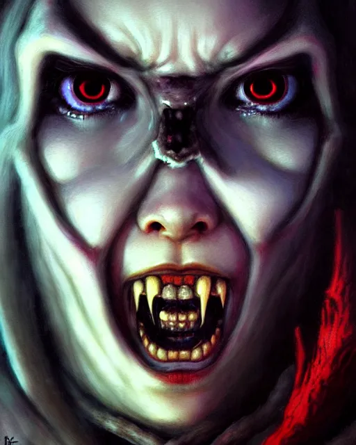 Image similar to mei from overwatch, evil, crazed look in her eyes, ice, col, frostbite, character portrait, portrait, close up, concept art, intricate details, highly detailed, horror poster, horror, vintage horror art, realistic, terrifying, in the style of michael whelan, beksinski, and gustave dore