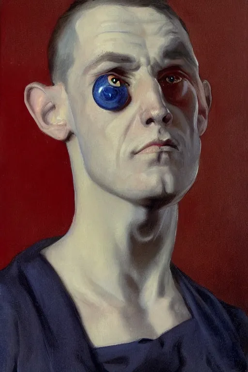 Prompt: a rendered painting portrait of a mutant with six eyes, two noses and three mouths character art, painting by sargent and leyendecker