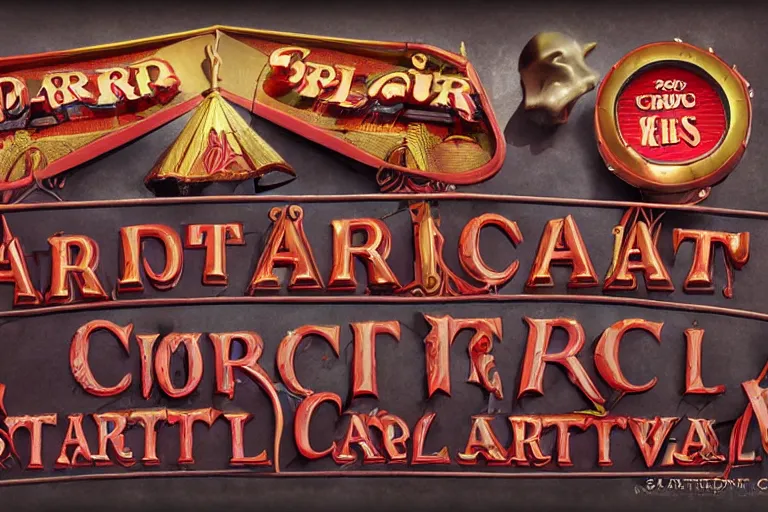 Prompt: 3d sculpt of an arched sign for a circus called 'the dark metal carnival', artstaton, digital illustration