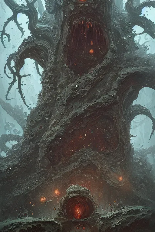 Image similar to shoggoth, eldritch, d & d, mtg, fantasy, intricate, elegant, highly detailed, digital painting, artstation, concept art, smooth, sharp focus, illustration, art by greg rutkowski