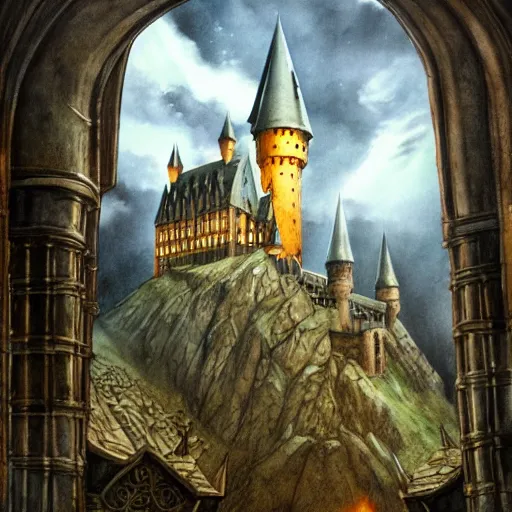 Prompt: inside hogwarts castle, a detailed matte painting by anton pieck, deviantart contest winner, fantasy art, concept art, official art, matte drawing
