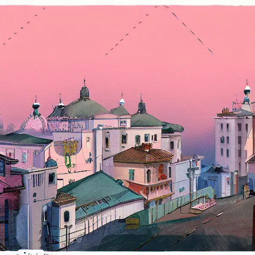 Prompt: cidade de lisboa, concept art, pastel soft colors, in the style of danny mcbride, knyazev konstantin