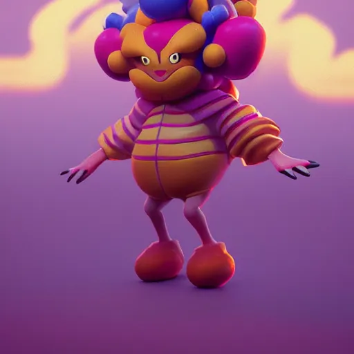 Prompt: clown pokemon : : by beeple and james gilleard and justin gerard : : ornate, dynamic, particulate, intricate, elegant, highly detailed, centered, artstation, smooth, sharp focus, photoreal octane render, 3 d