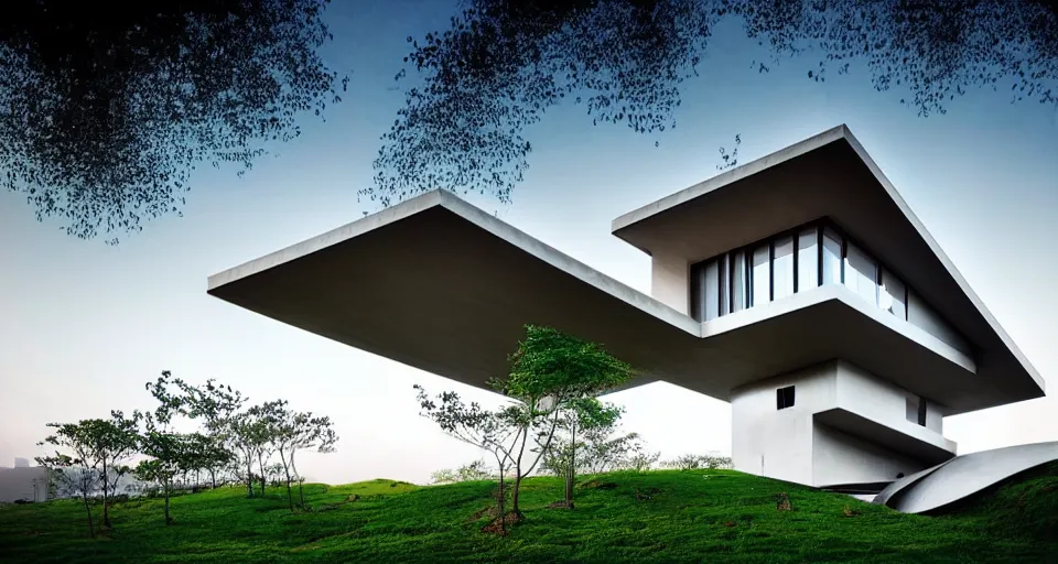 a beautiful architecture concept art of modern home | Stable Diffusion