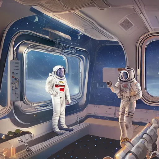 Image similar to astronaut in space by yongsung kim, photorealistic, art nouveau, illustration, concept design, storybook layout, story board format