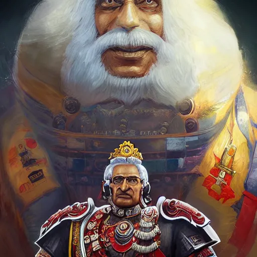 Image similar to Portrait of indian prime minister narendra moodi as the emperor of humanity from warhammer 40k made by stanly artgerm lau, wlop, rossdraws, james jean, andrei riabovitchev ,marc simonetti