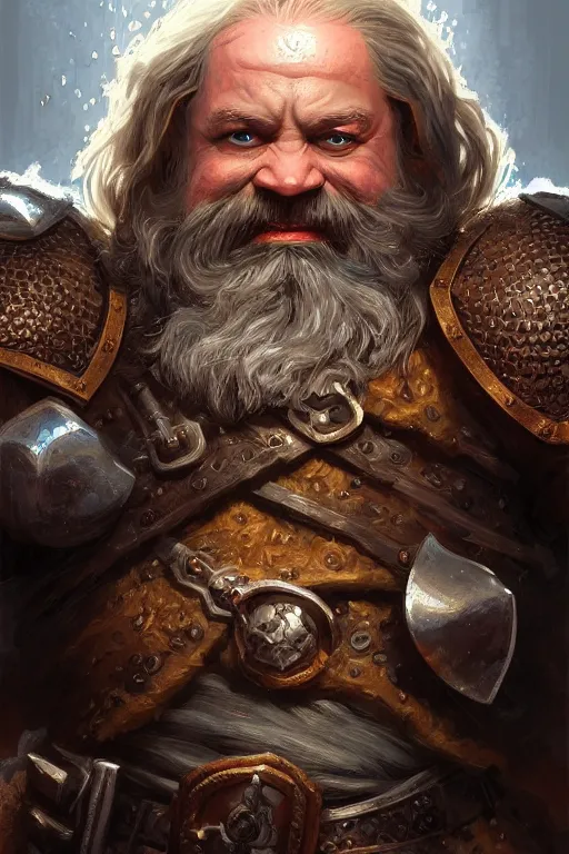 Image similar to dwarf knight portrait, highly detailed, d & d, fantasy, highly detailed, digital painting, trending on artstation, concept art, sharp focus, illustration, global illumination, ray tracing, realistic shaded, art by artgerm and greg rutkowski and fuji choko and viktoria gavrilenko and hoang lap