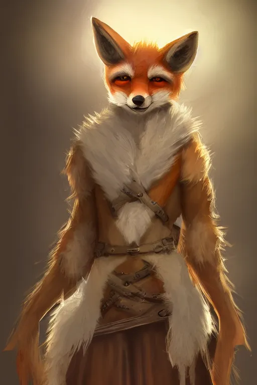 Image similar to an anthropomorphic medieval fox with a fluffy tail, backlighting, trending on artstation, digital art, furry art, trending on furaffinity, fantasy art, by kawacy