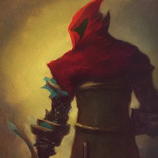 Image similar to pyke from League of Legends, by Odilon Redon