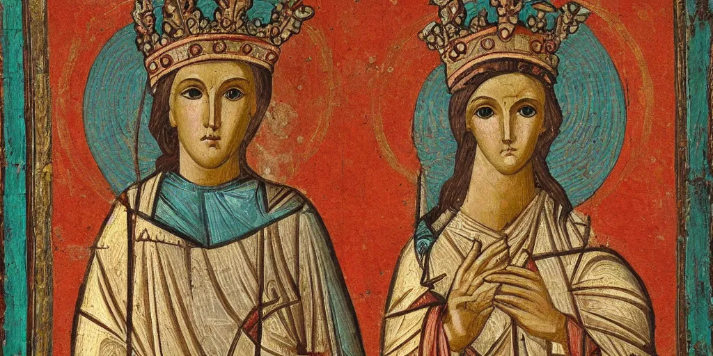 Prompt: byzantine art of a rabbit wearing a crown