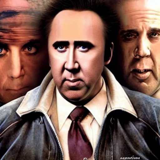 Image similar to nicolas cage as homelander in the boys