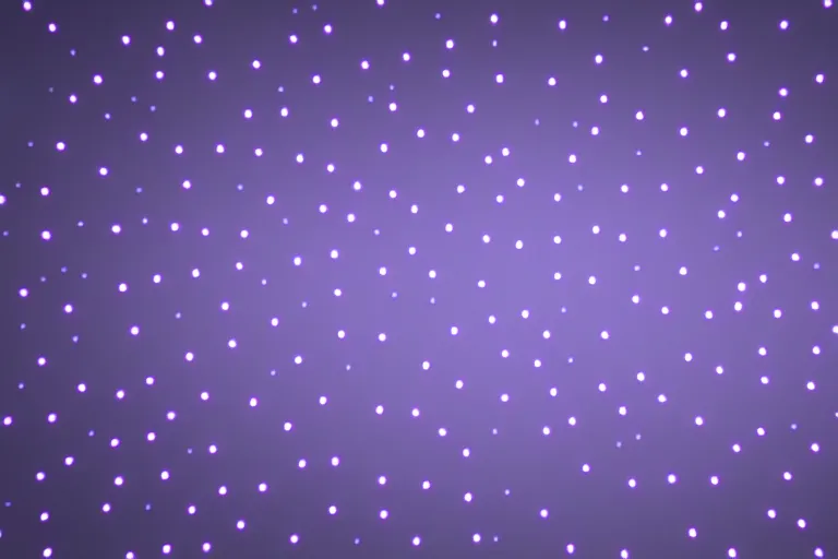 Image similar to clay rendering of simple medium angular shapes floating in a white sky surrounded by little metal flakes, small glowing fluorescent tube lights hover around the shapes, cool purple slate blue lighting, cgi, ambient occlusion, masterwork, studio lighting, dusty air, flecks, splash page, widescreen 4 k