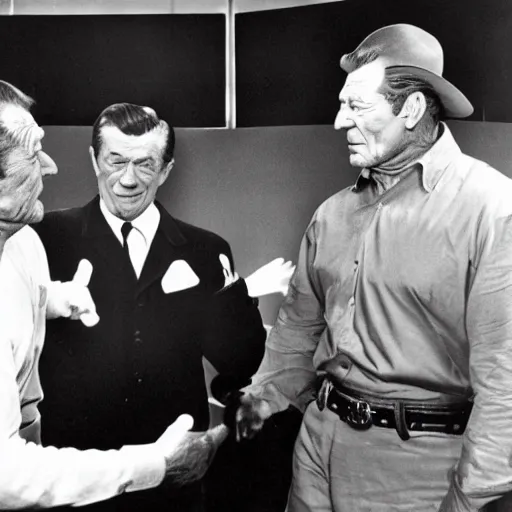 Prompt: john wayne slapping ronald regan