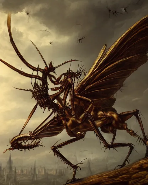 Prompt: A epic and beautiful rococo painting of a giant mosquito, reminiscent of a winged medieval knight. ultra-detailed. Castlevania style. Anime, pixiv, UHD 8K CryEngine, octane render
