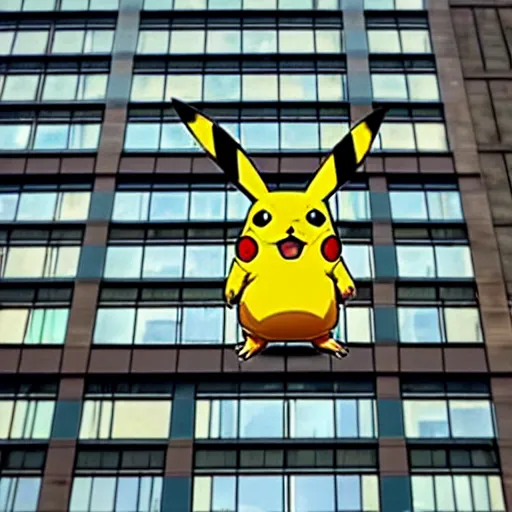 Image similar to pikachu on top of a building