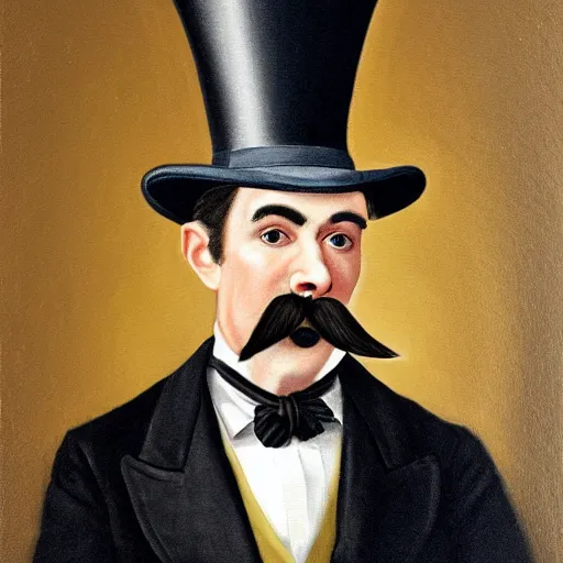 Image similar to detailed portrait painting of gentleman with a top hat and moustache