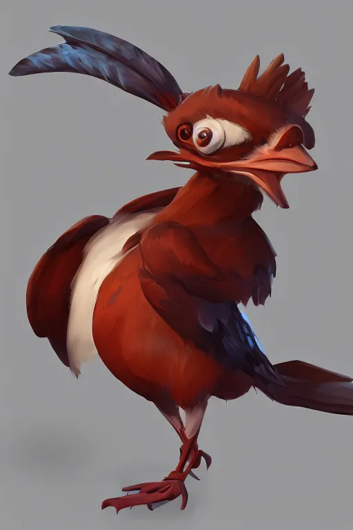 Image similar to Trendy Anthropomorphic bird, MOBA character concept art, 8k, unreal engine