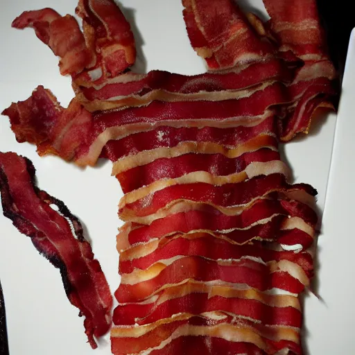 Image similar to sephiroth made out of crispy bacon