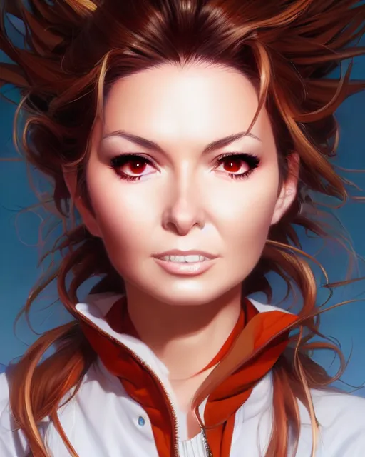 Image similar to anime portrait of Shania Twain by Stanley Artgerm Lau, WLOP, Rossdraws, James Jean, Andrei Riabovitchev, Marc Simonetti, and Sakimichan, trending on artstation