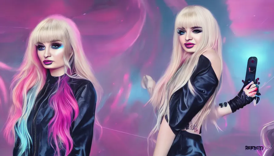 Image similar to Kim Petras is a popstar, hyperdetailed, artstation, cgsociety, 8k