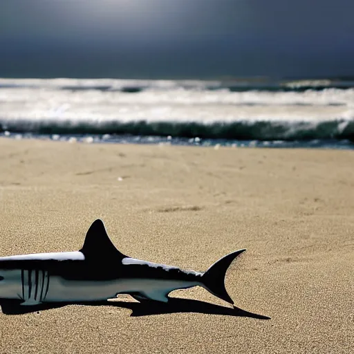 Image similar to a shark on the sand, beach photograph