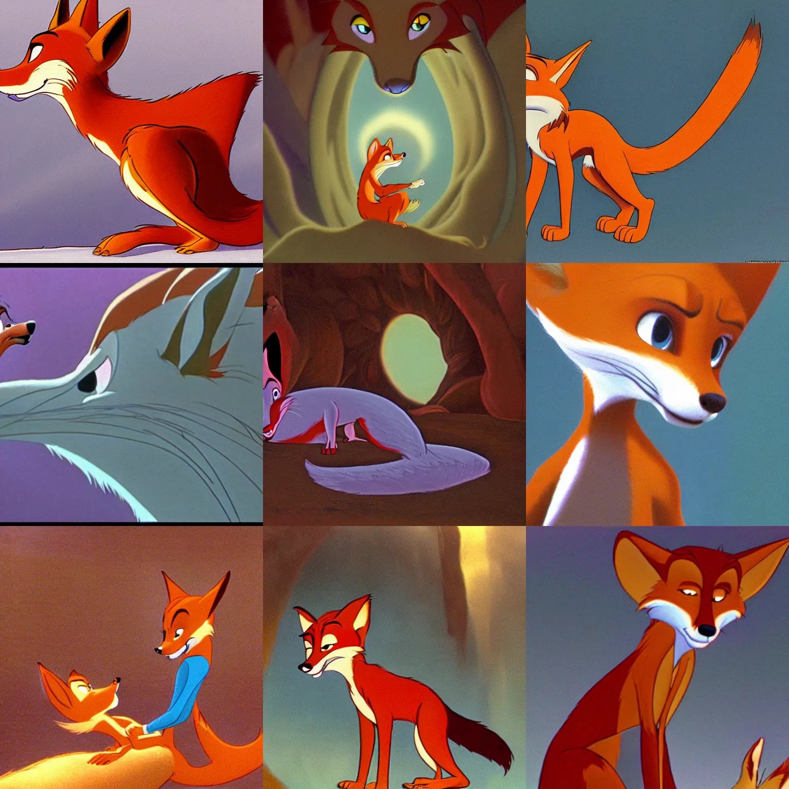 Prompt: nick wilde the fox in the secret of nimh ( 1 9 8 2 ), don bluth, animation still