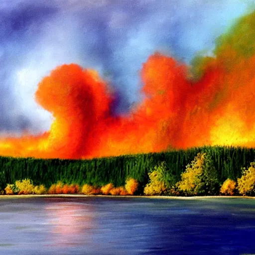 Image similar to september 1 1 painted by bob ross