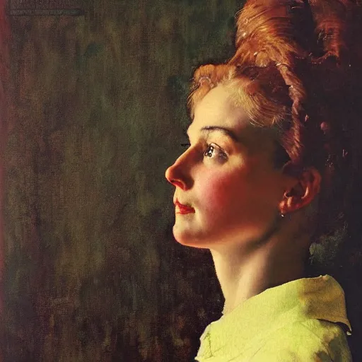 Image similar to portrait of a beautiful woman by norman rockwell