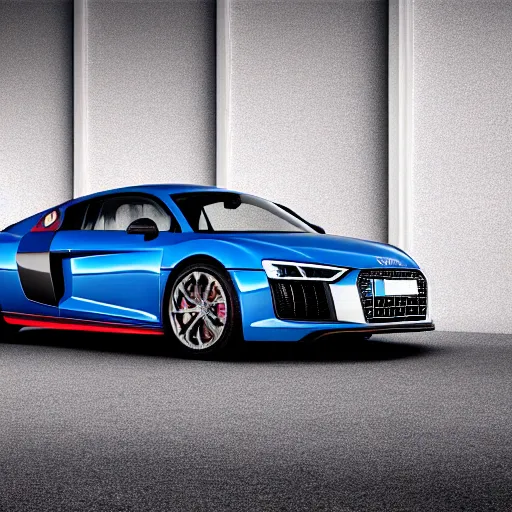 Image similar to photo of a audi r8, hyperrealistic render, advertising photography, studio lighting, 8k,