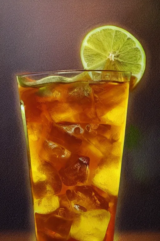 Prompt: ice - t inside tall iced tea glass with ice cubes, by alfons mucha, golden hour, realistic, body shot, sharp focus, 8 k high definition, insanely detailed, intricate, elegant, lemon, lime, icet