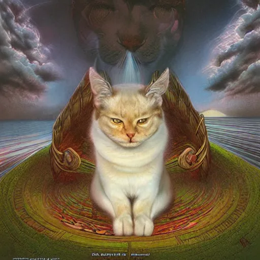 Prompt: divine heaven cat, digital art by John Howe