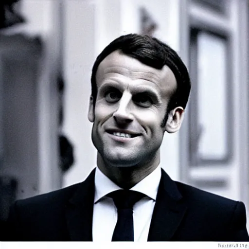 Image similar to Emmanuel Macron buzzing in American Psycho (1999)