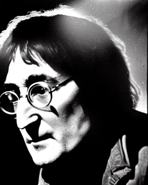 Prompt: john lennon, ultrafine detail, chiaroscuro, ornate, poetic, translucent, artistic lithography, associated press photo, smoke, colorful projections, light show