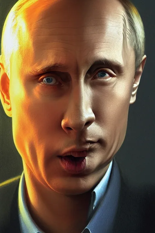 Image similar to vladimir putin as a sponge bob, realistic portrait, symmetrical, highly detailed, digital painting, artstation, concept art, smooth, sharp focus, illustration, cinematic lighting, art by artgerm and greg rutkowski and alphonse mucha