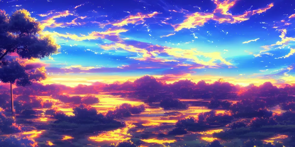 Anime sky cloud spring llustration Wallpaper 4k HD ID:7996