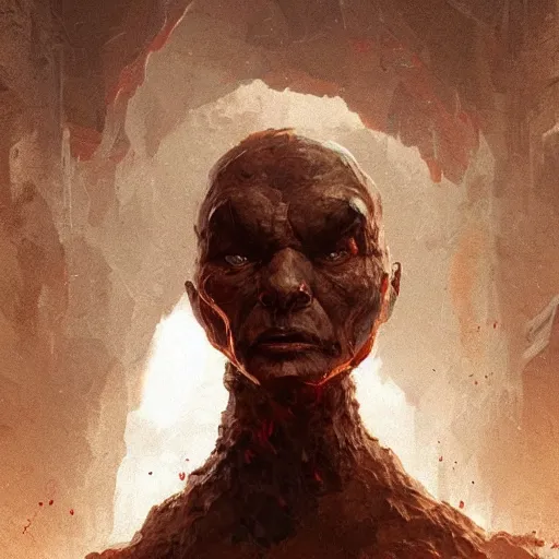 Image similar to A portrait of a golem made from magma, art by greg rutkowski, matte painting, trending on artstation, very detailed