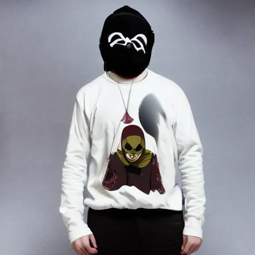 Image similar to mf doom mask facing forwards anime style studio ghibli