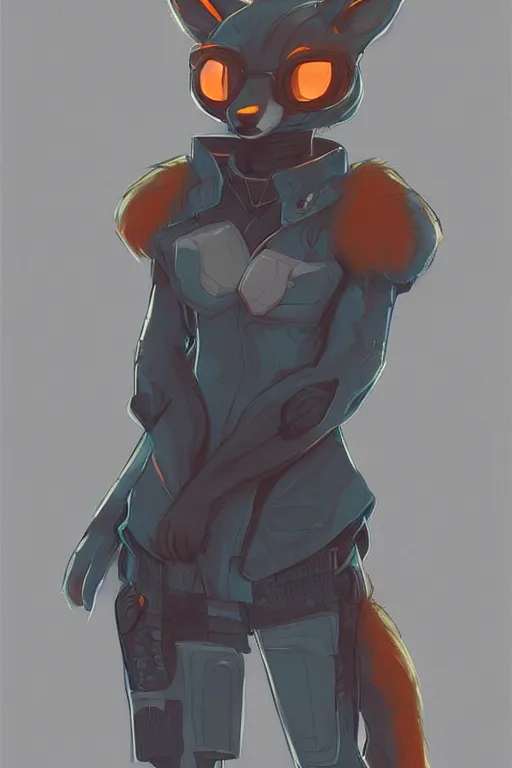 Image similar to a fox fursona, trending on artstation, by kawacy, furry art, digital art, cyberpunk, high quality, backlighting