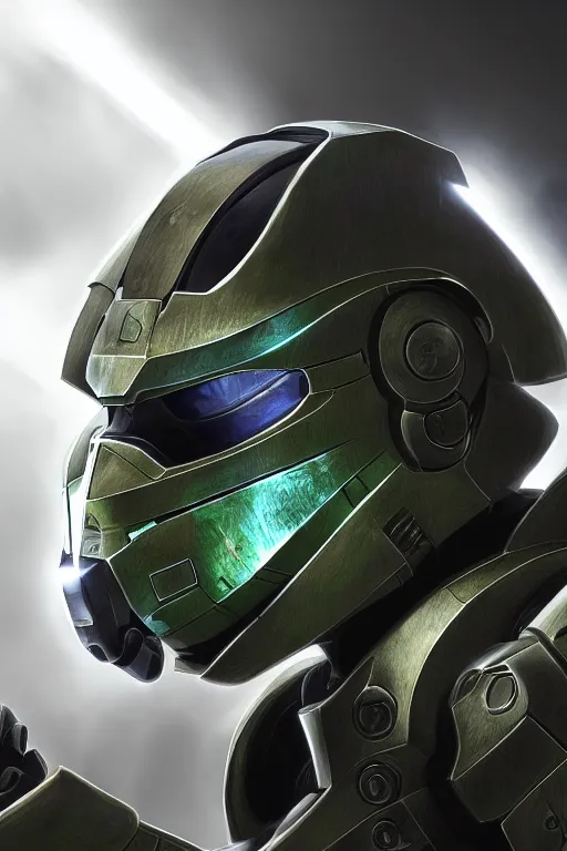 Image similar to robot ninja mask helmet halo master chief radiating a glowing aura global illumination ray tracing hdr fanart arstation by ian pesty and katarzyna da „ bek - chmiel