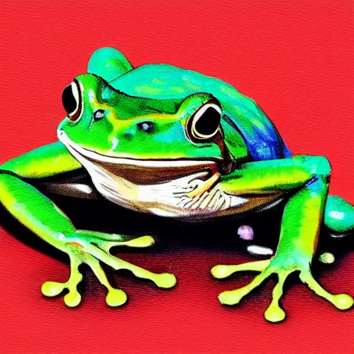 Prompt: a frog with crab legs, digital art