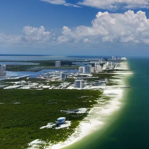 Image similar to a sattelite image of Florida drifting away from America,