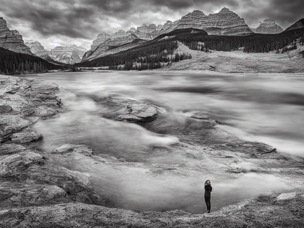 Image similar to Alberta Canada landscape shot , award winning photography, HDR, studio lighting, dynamic pose, medium close shot, shot on Canon EOS R5, f/2.5,